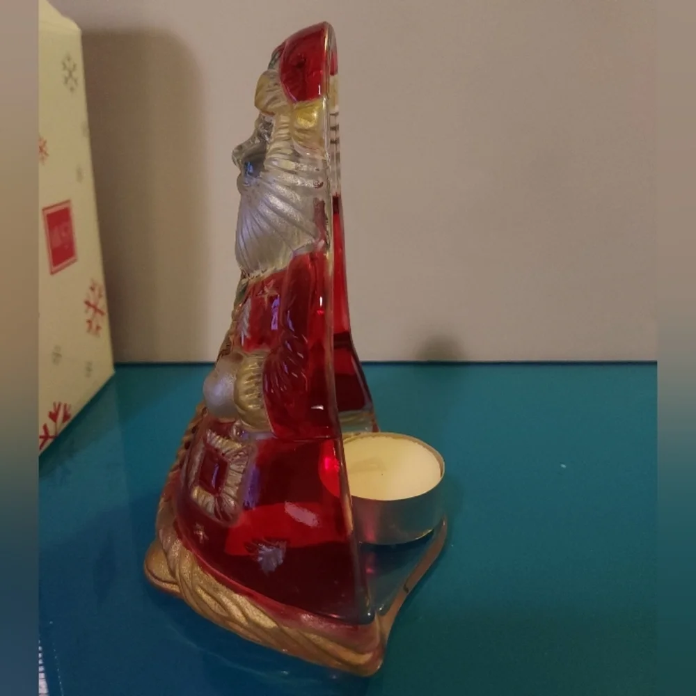 New In Box Mikasa Santa's Glow Red Santa Claus Votive 6
